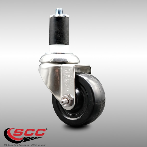 Service Caster 3 Inch 316SS Soft Rubber Wheel Swivel 1-5/8 Inch Expanding Stem Caster SCC SCC-SS316EX20S314-SRS-158 - main